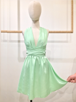 Robe courte vert turquoise satin